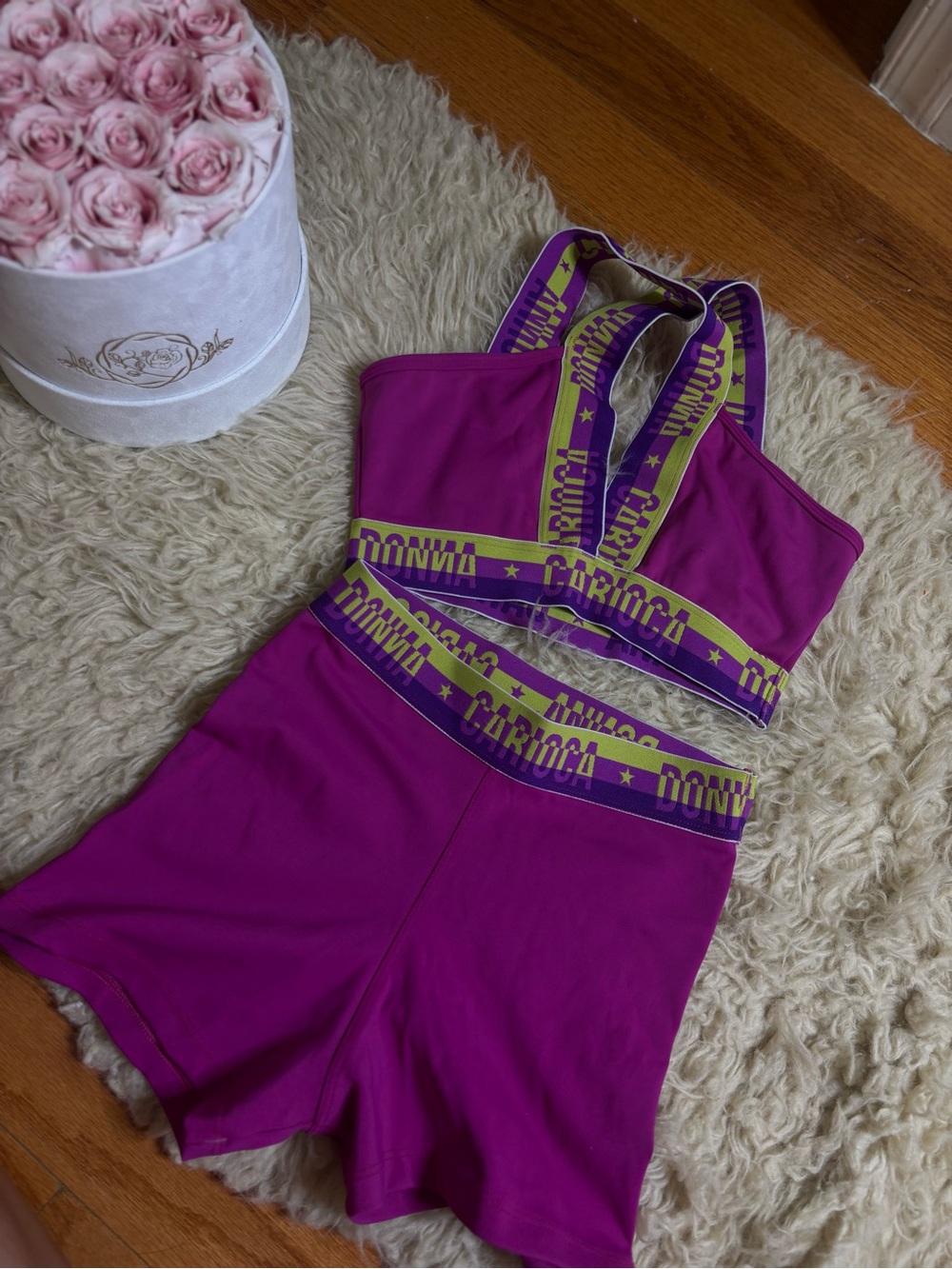 Donvva Magenta Supportive Sports Bralette & Shorts Set
